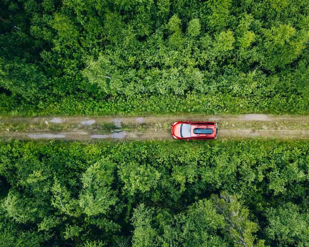 A car driving on a road