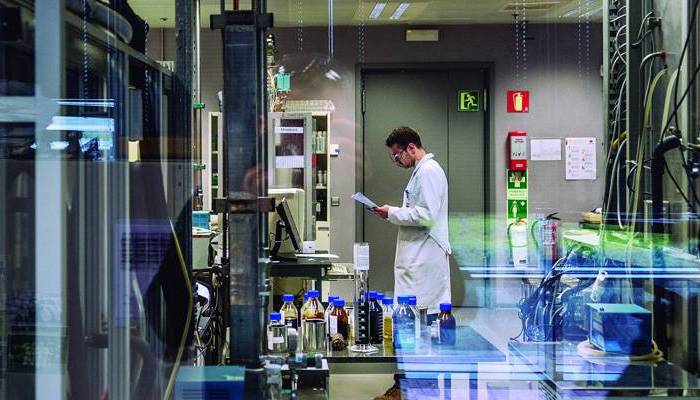 A scientist working in a lab